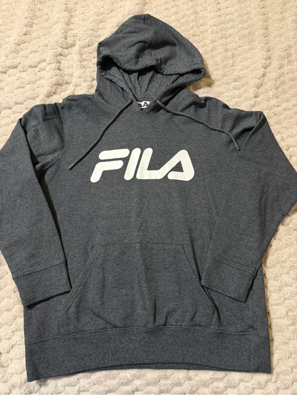 FILA Charcoal Gray Pullover Hoodie with White Logo